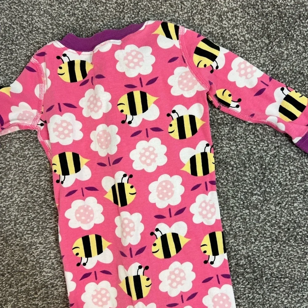 Hanna Andersson sleeper Pink Bee and Flower Kids pajamas 9-18 months